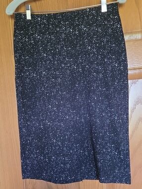 Christopher & Banks Black and White Tweed Pencil Skirt
